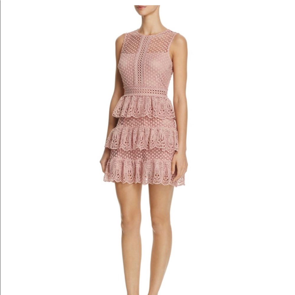 Aqua lace tiered dress S